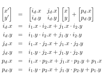 Composición de dos transformaciones arbitrarias.