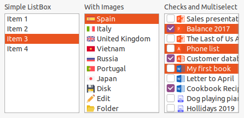 Captura de varios controles ListBox en Linux.