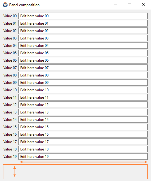 Ventana con controles de edición de tamaño extendido, mejorando la disposición.