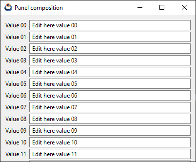 Window with editing controls and default size.