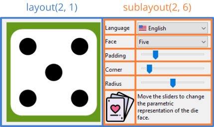 Capture showing the organization of controls using Layouts.