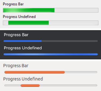 Window where several controls appear progress bars.