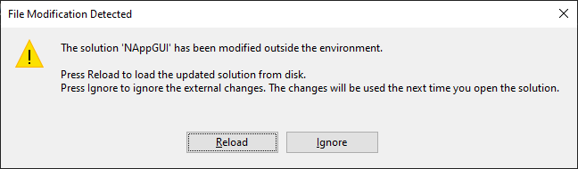 Warning from Visual Studio after adding a new project.