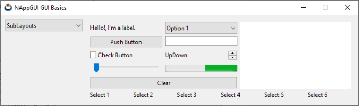 Interface window with several controls.