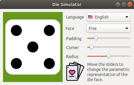 Captura de la aplicación Die en Linux.