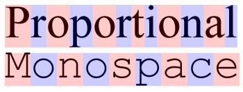 Comparison of a proportional and monospaced font.