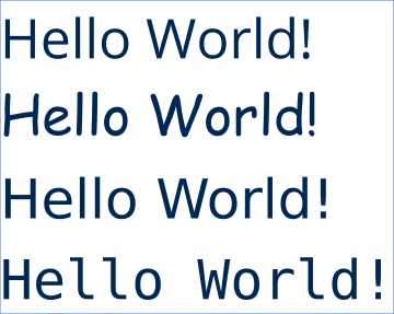 Hello World text written using different typography.