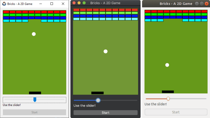 Game capture bricks, imitation of the Atari Breakout.