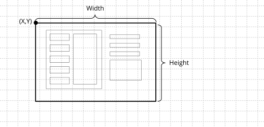 Drawing a plan several rectangular elements are located, as a user interface.