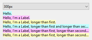 Label controls with the width smaller than the text.