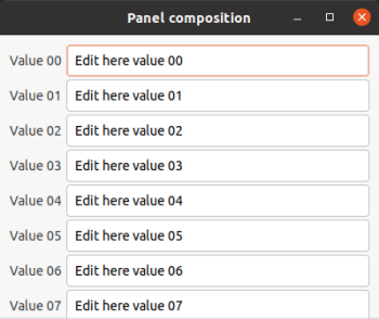 Window with edit controls and scroll bars, Linux version.