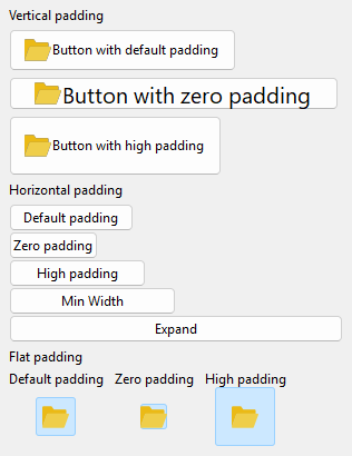 Márgenes interiores en botones.