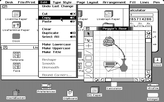 Screenshot of the Apple Lisa desktop environment.