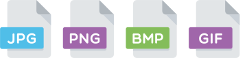 Logotipos de BMP, GIF, JPG y PNG.
