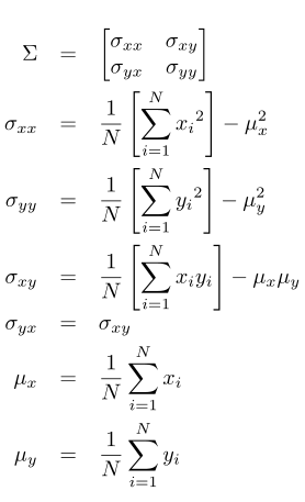 Cálculo de la matriz de covarianza.