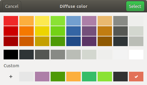 Captura del diálogo de color en Linux.