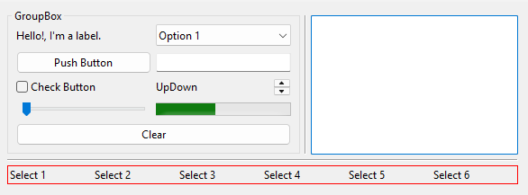 Layouts donde se ha dibujado un borde exterior y un groupbox.