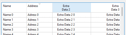 Header of a table with multiple lines.
