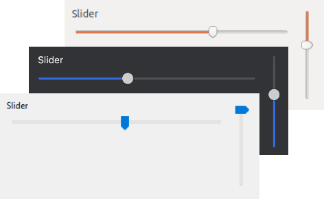 Window where several Sliders, horizontal and vertical sliders appear.