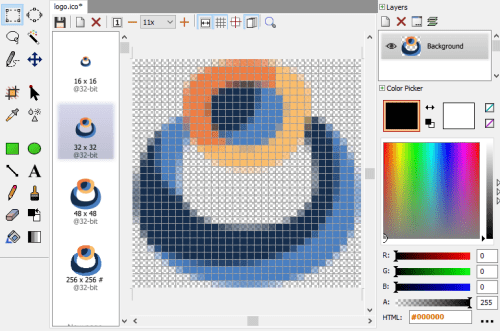 Capture of an image editor, modifying the icon of the program.