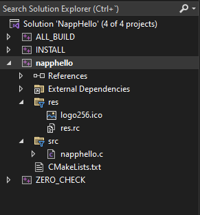 Screenshot of VisualStudio Solution Explorer.