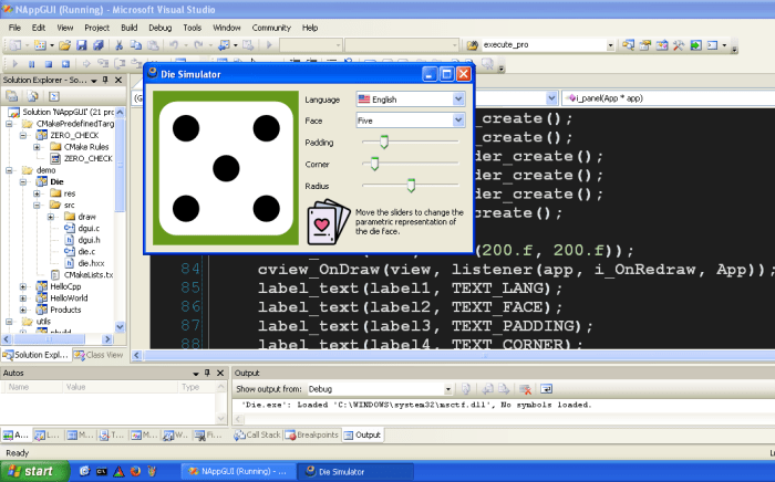 Using Visual Studio 2005 on Windows XP debugging an application written in C.