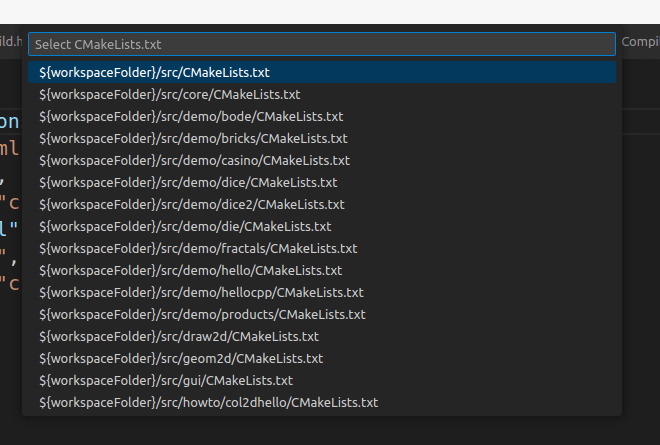 CMake Configure dentro de Visual Studio Code.