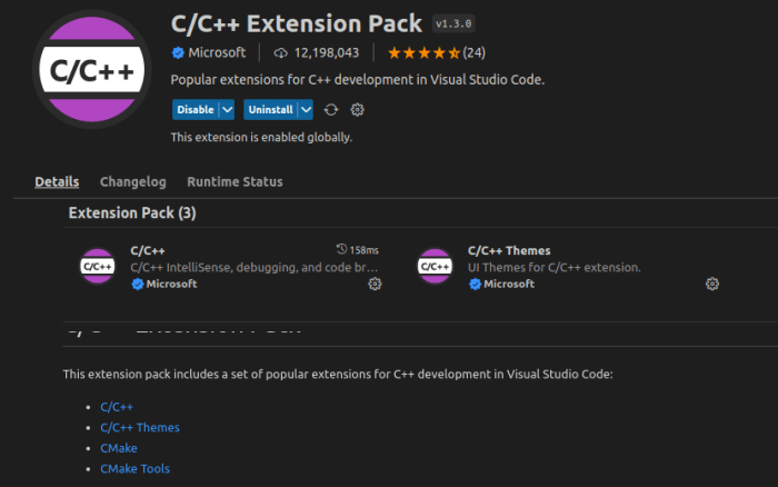 C/C++ Extension Pack en Visual Studio Code.