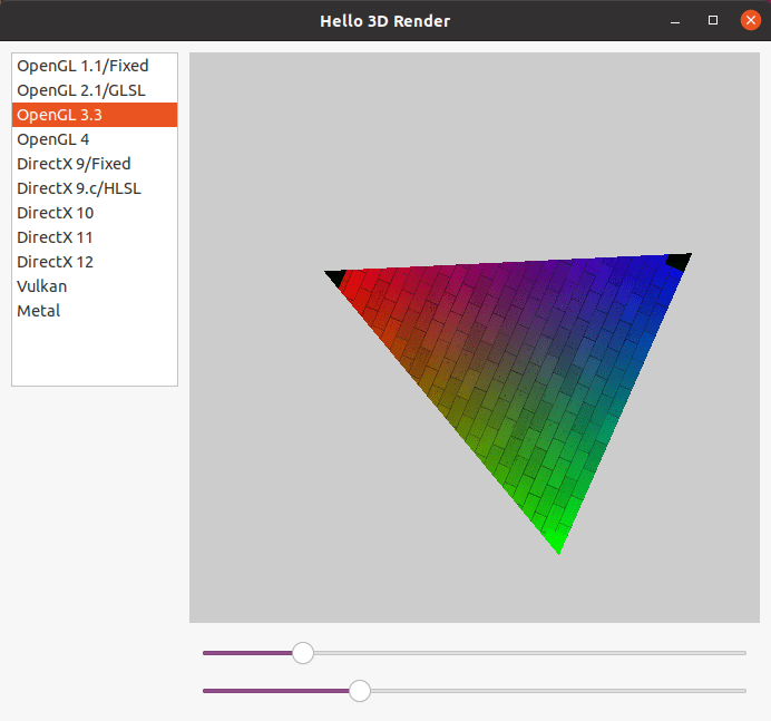 Captura de una aplicación con gráficos 3D. Versión Linux.