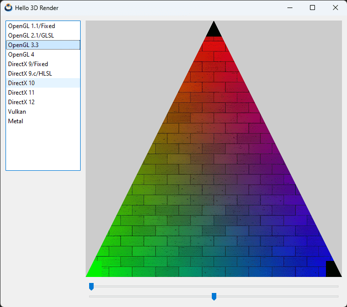 Captura de una aplicación con gráficos 3D. Versión Windows.