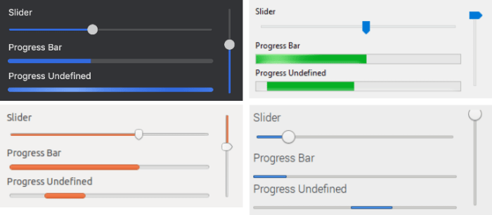 Captura de controles de interfaz tipo Slider y Progress.