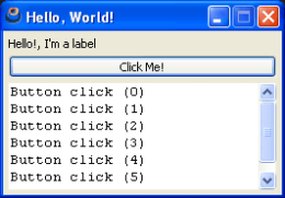Hello World! corriendo en WindowsXP.